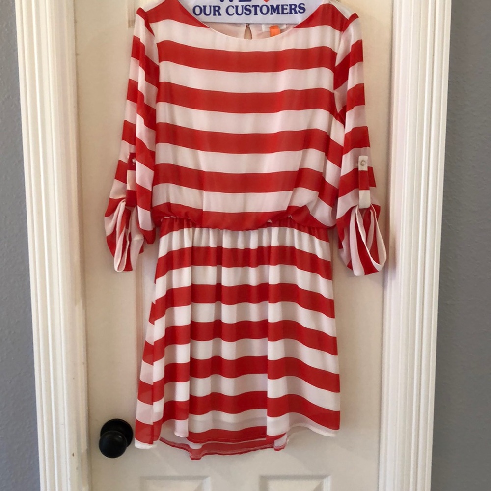 Charming Charlie airy red and white striped dress